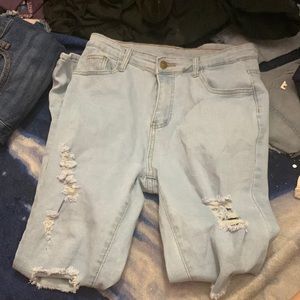 Plain, light blue jeans